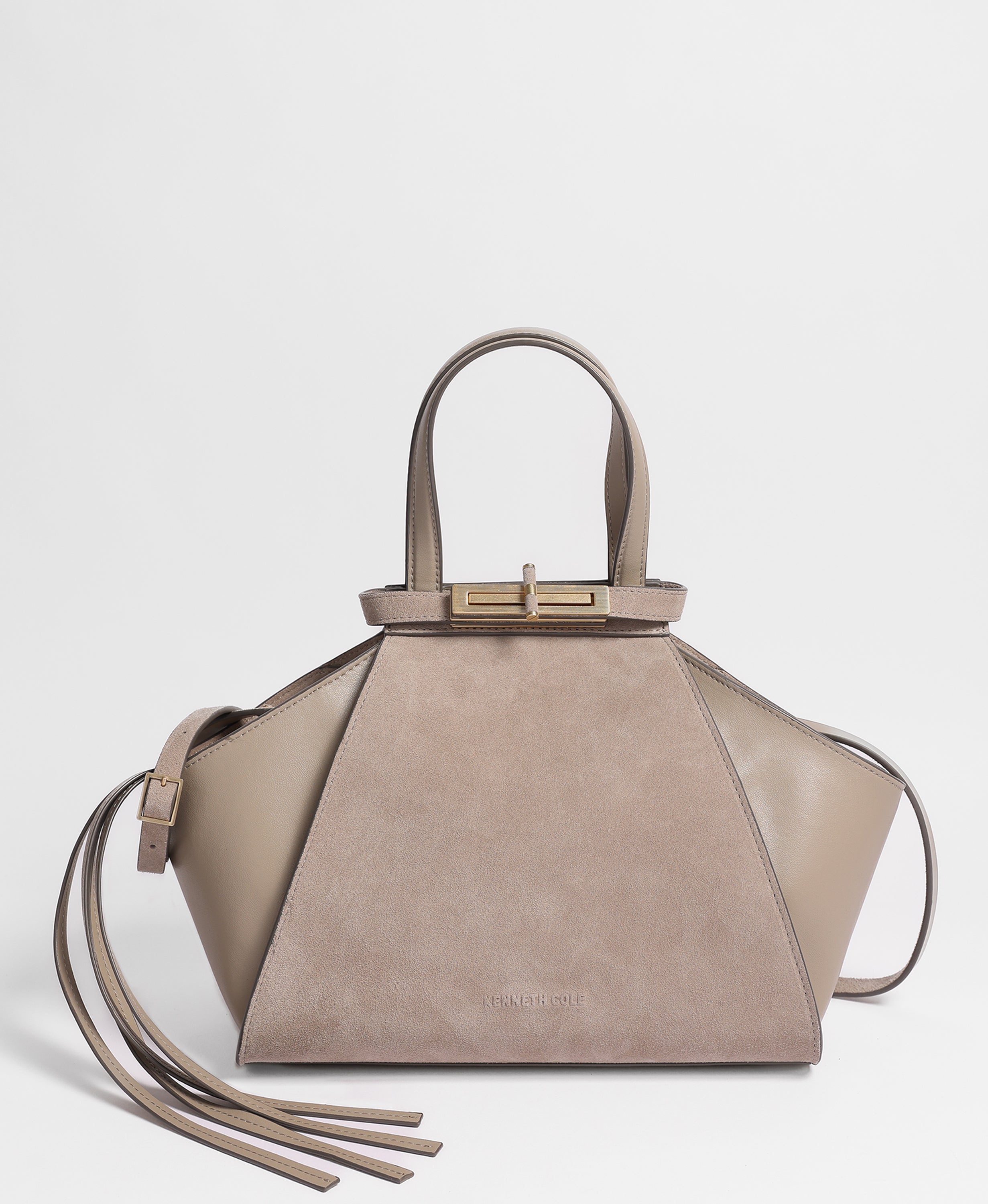 Kenneth Cole Reaction Crosby borsa a mano taupe in suede