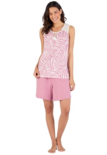 Damart Homewear Pyjashort in maglia di puro cotone rosa animale