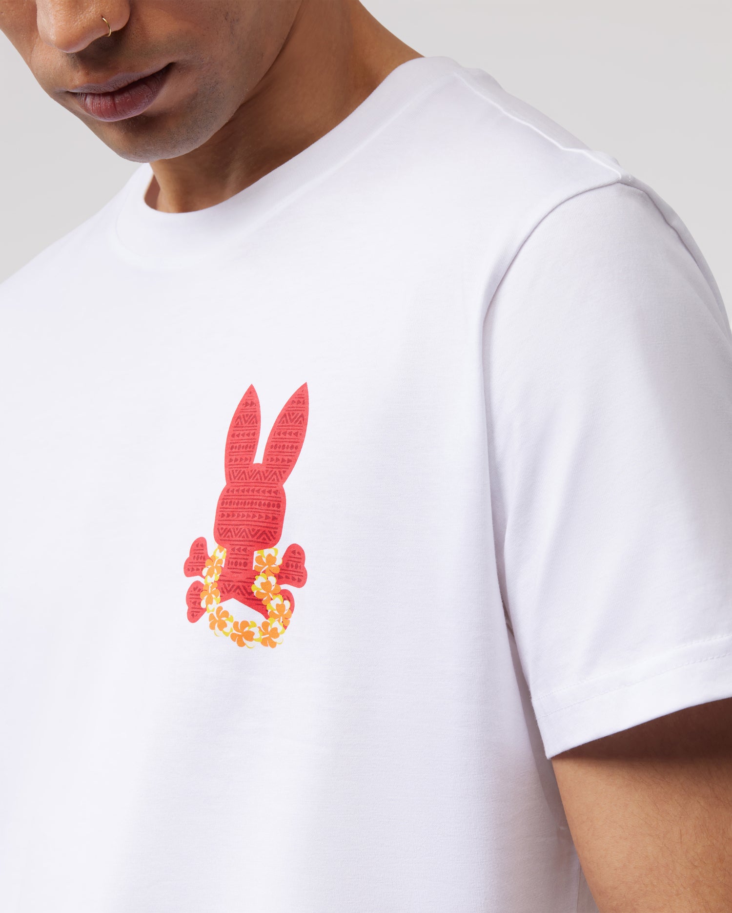 Psycho Bunny Men's Tees Hawaii City Tee B6U169Y1PC t-shirt bianca in cotone Pima