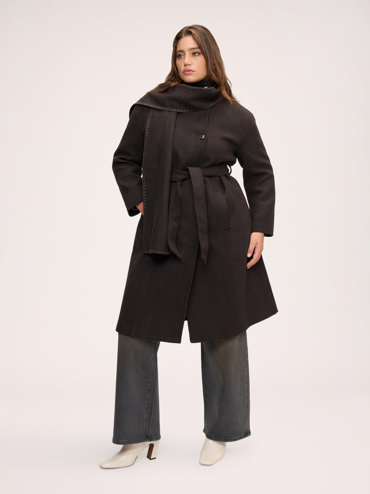 Fiorella Rubino Cappotti e Trench Cappotto misto lana con cintura cappotto 46 Plus