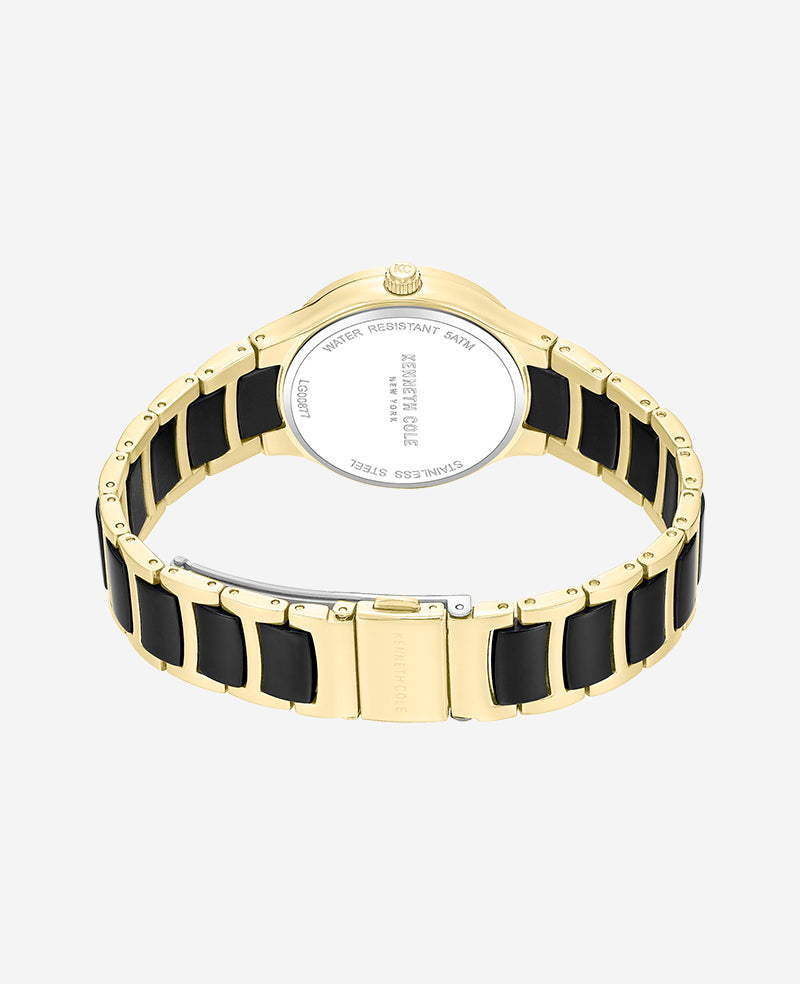 Kenneth Cole Reaction Watches Classic Two Tone Bracelet Watch orologio nero oro