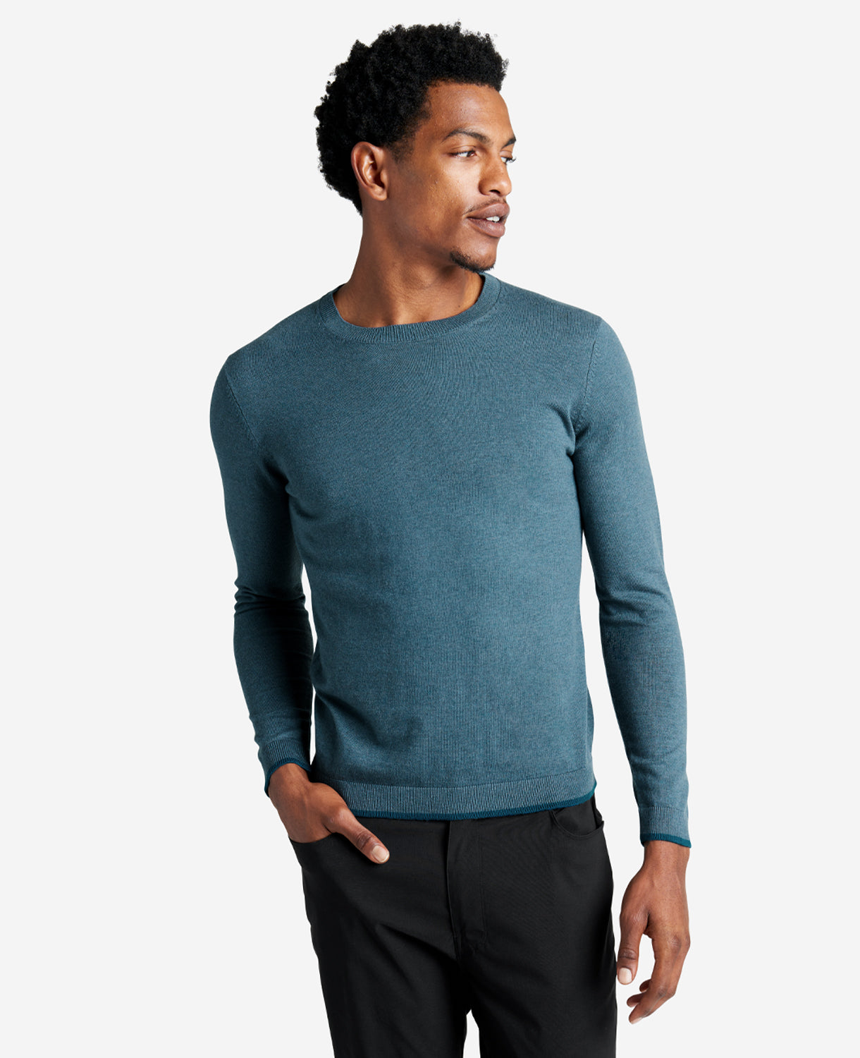 Kenneth Cole Reaction Crew Neck Sweater with Tipping Details maglione blu navy