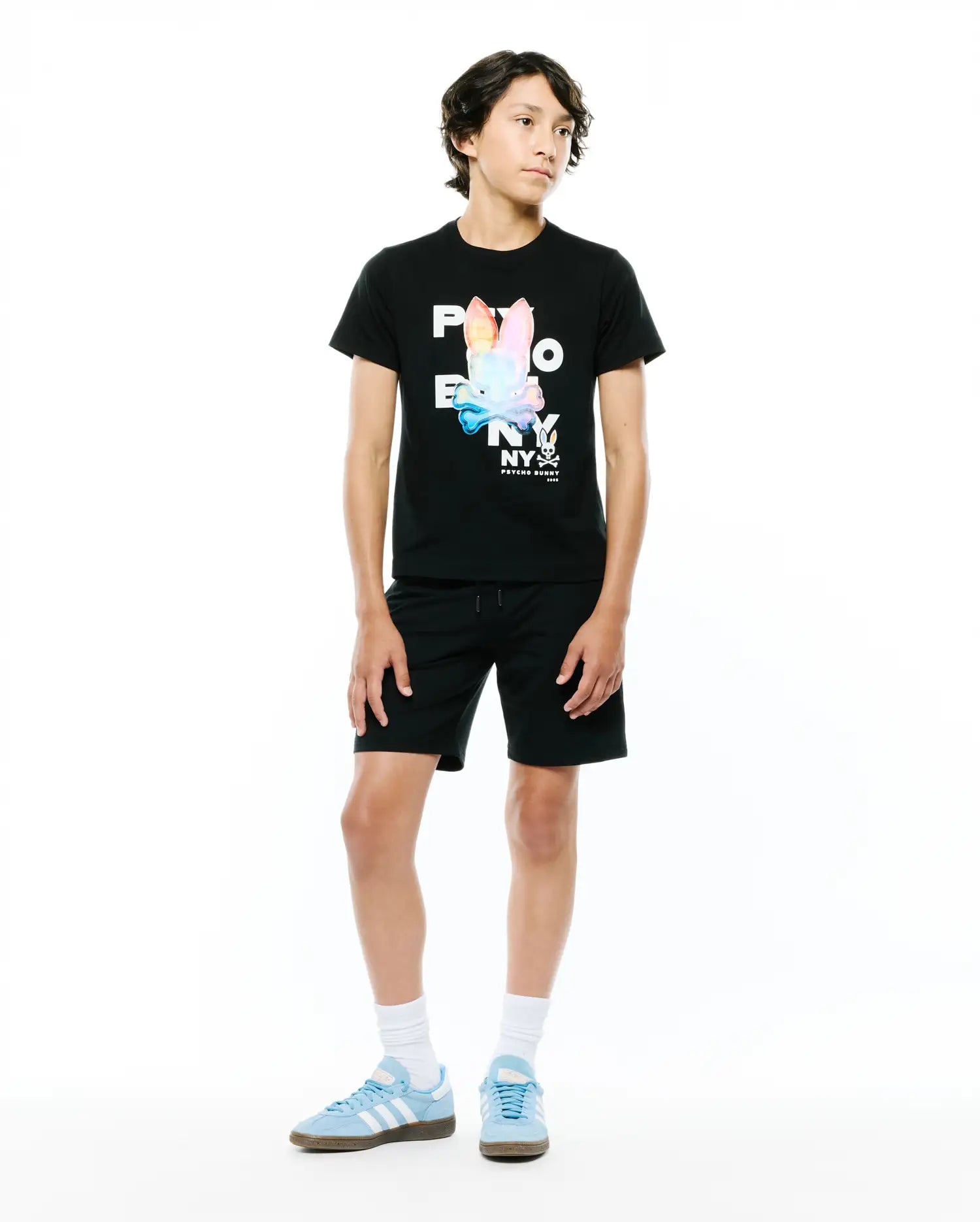 Psycho Bunny Kids Tees KIDS KENJI GRAPHIC TEE KT0200315 maglietta nera in cotone Pima