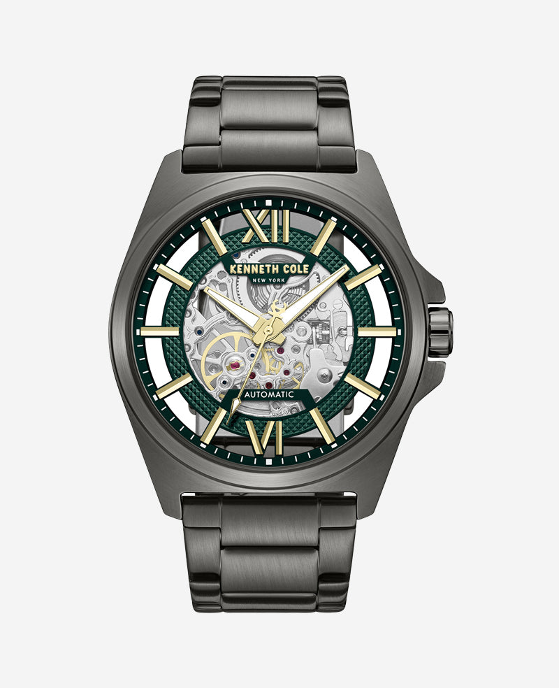 Kenneth Cole Reaction Skeleton Automatic Bracelet Watch orologio automatico gun