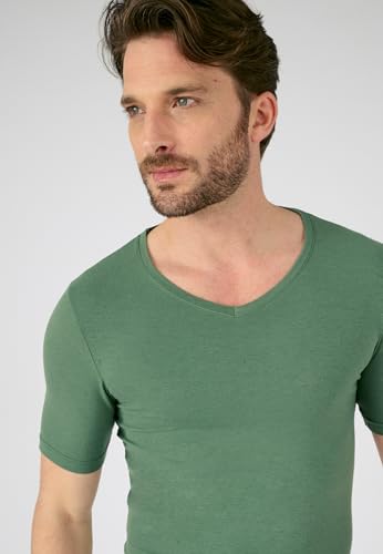 Damart Thermolactyl Sensitive maglietta uomo scollo a V maniche corte verde eucalipto S