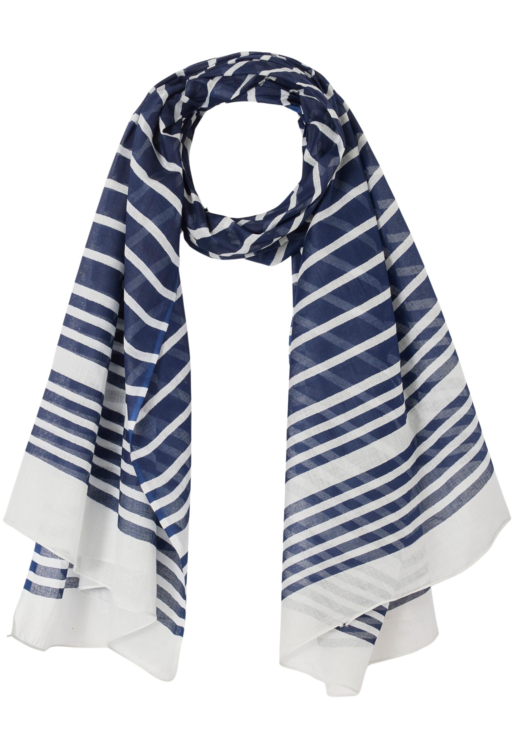 Damart Accessori sciarpa puro cotone blu a righe 180 x 100 cm
