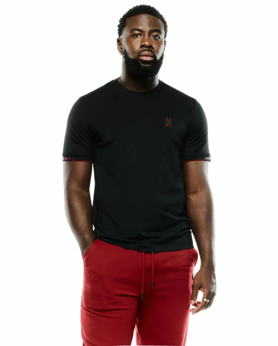 Psycho Bunny Men's Tees Edmonds Chest Bunny Sport Tee maglietta nera