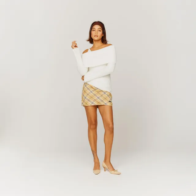 House Of Sunny Women's Knitwear Chunky Rib Top top a coste maniche svasate