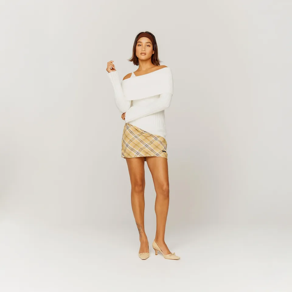 House Of Sunny Women's Knitwear Chunky Rib Top top a coste maniche svasate