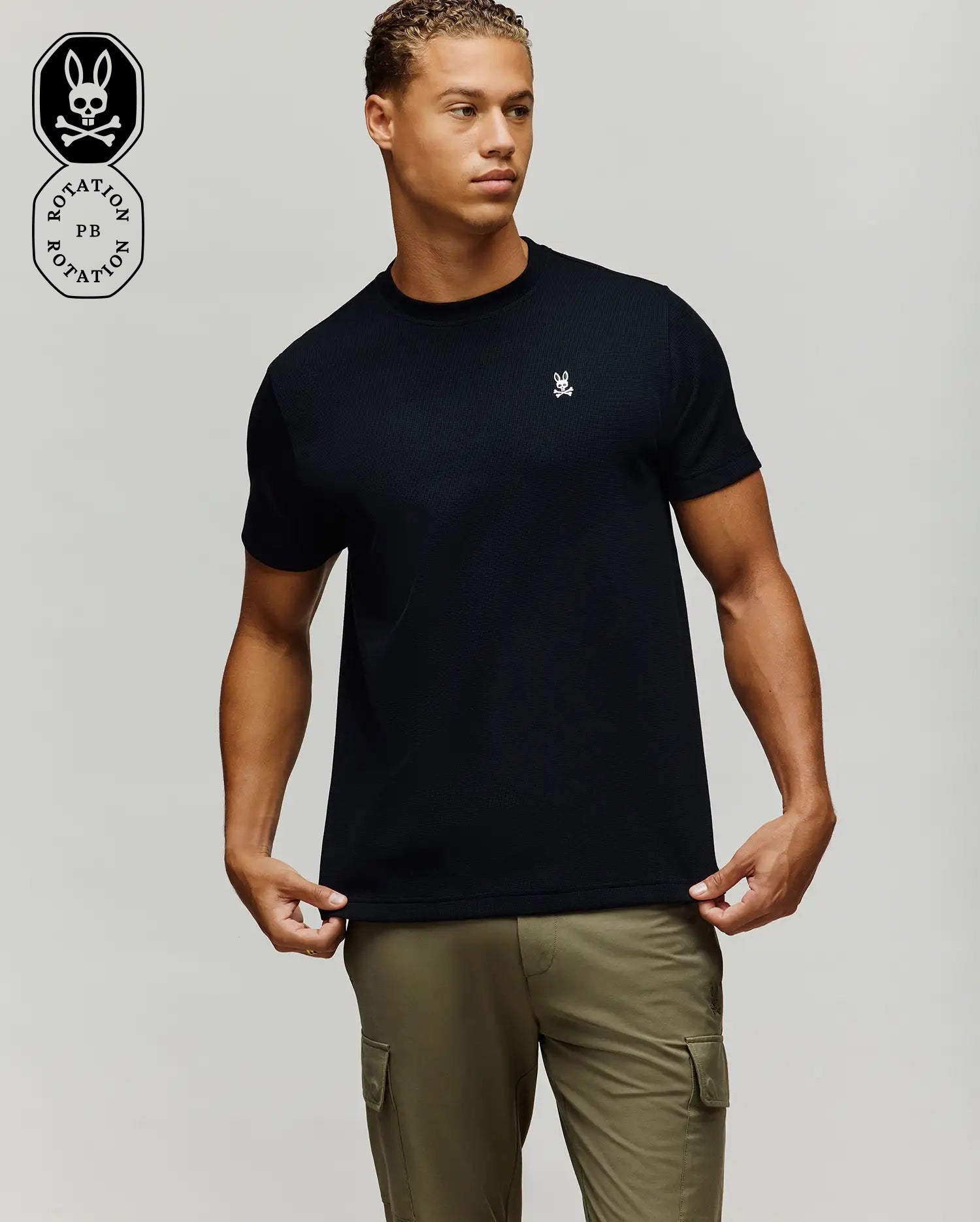 Psycho Bunny Men's Tees Maxton Waffle Tee MT0200325 T-shirt nera