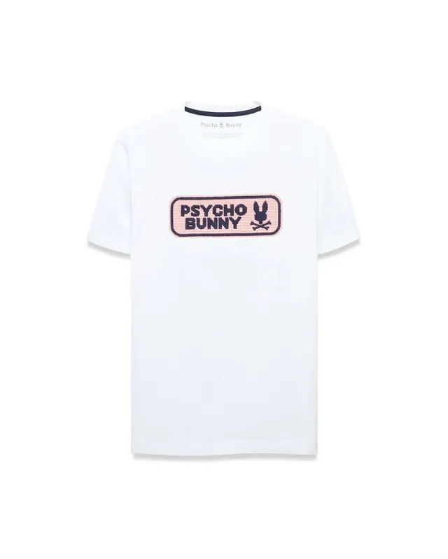 Psycho Bunny Men's Tees Samson Wordmark Graphic Tee t-shirt White in cotone Pima