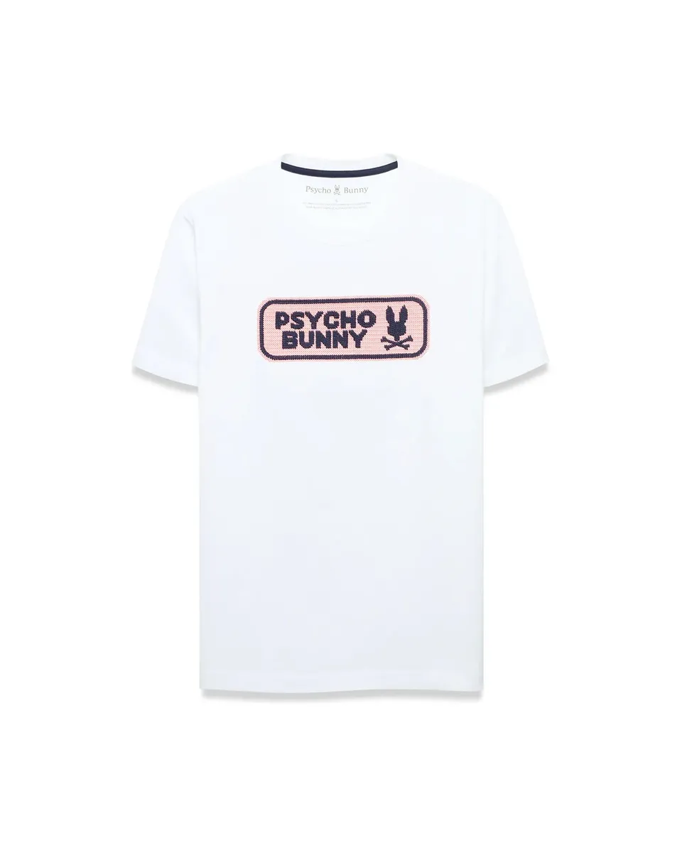 Psycho Bunny Men's Tees Samson Wordmark Graphic Tee t-shirt White in cotone Pima