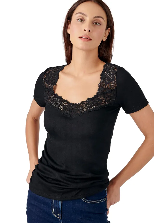 Damart Biancheria intima Morbidezza Seta maglietta nera S 1 pezzo comfort