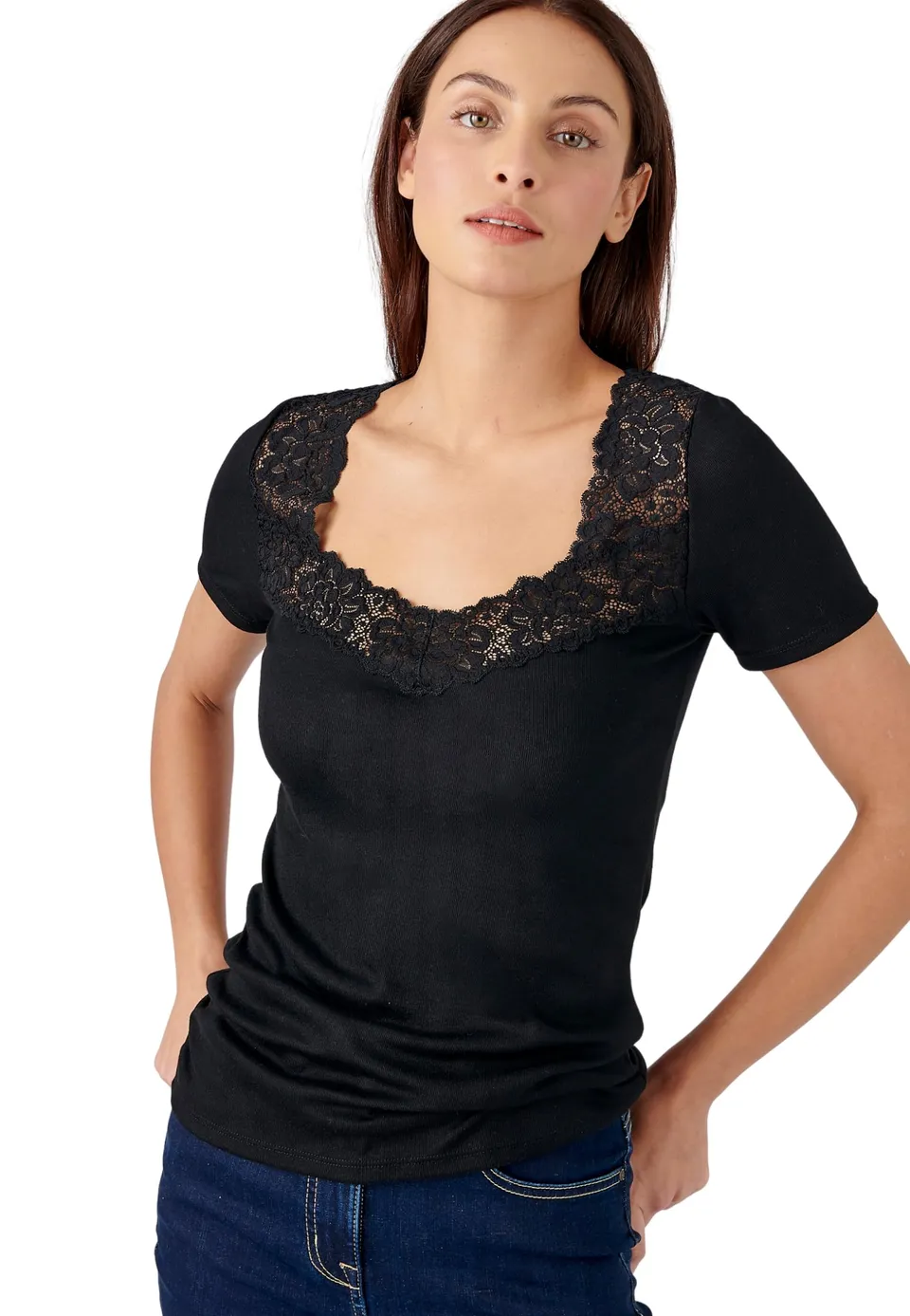 Damart Biancheria intima Morbidezza Seta maglietta nera S 1 pezzo comfort