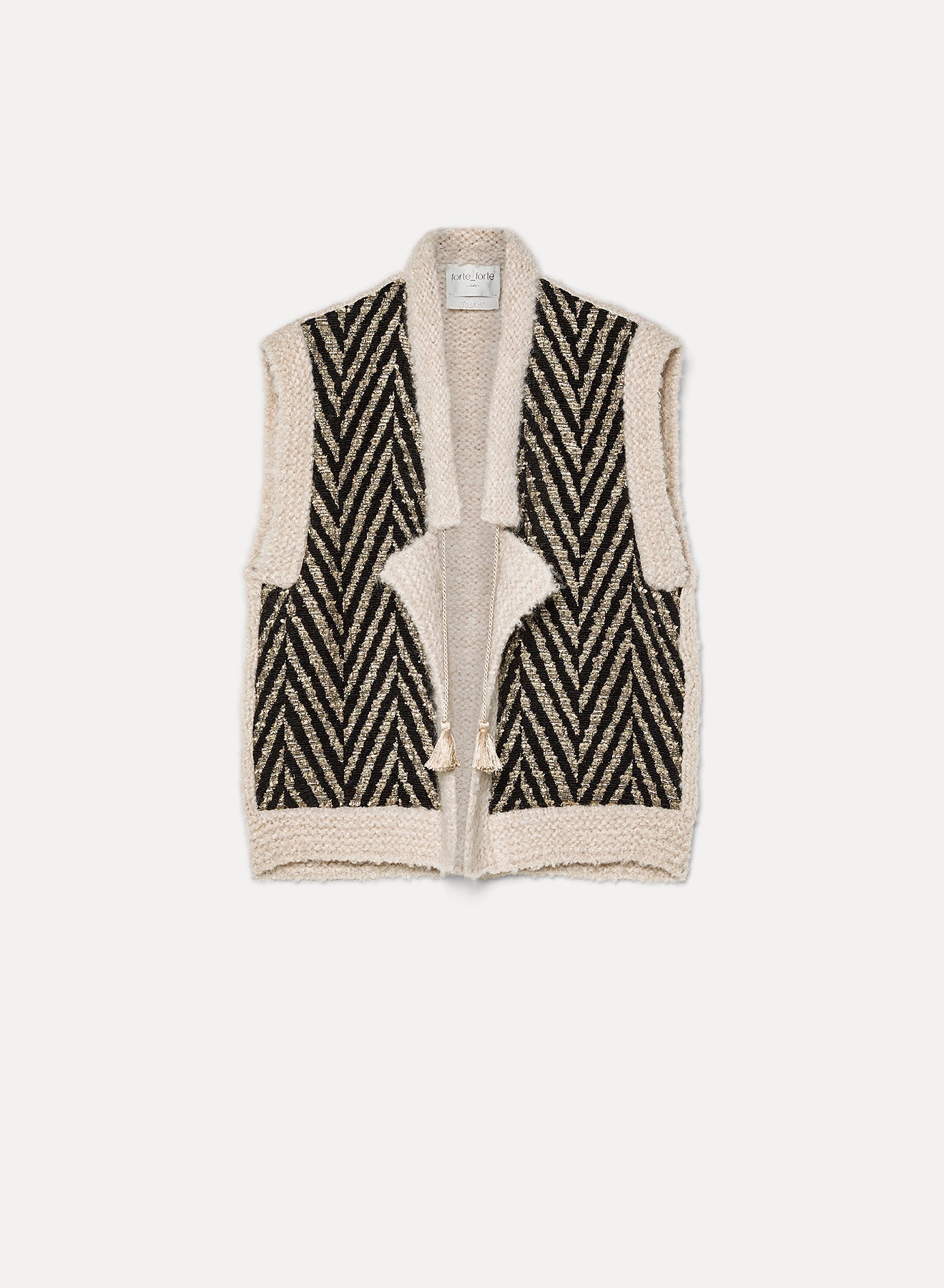 Forte Maglieria gilet in maglia chevron nero con filo lamé
