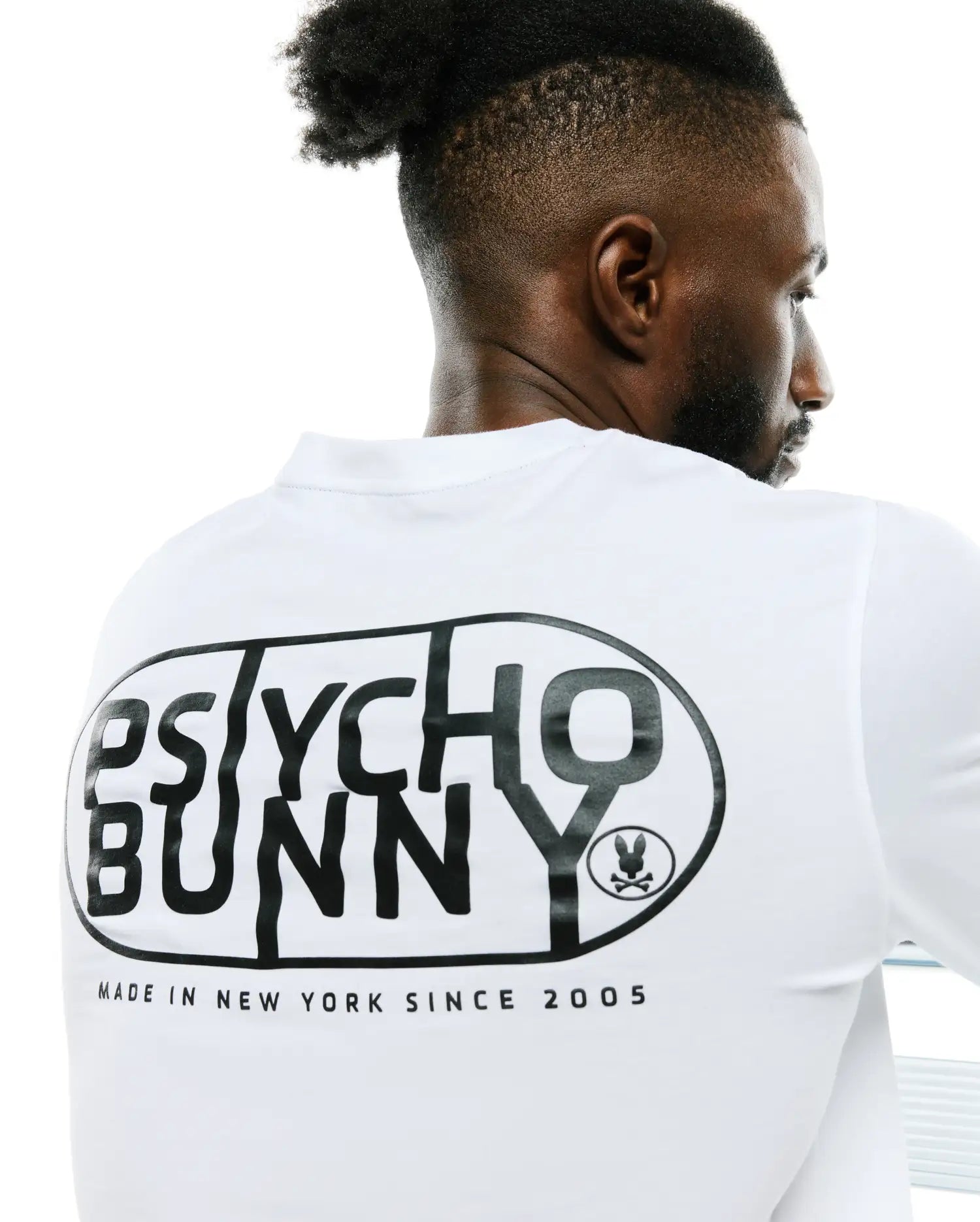 Psycho Bunny Men's Tees Dariel Long Sleeve Graphic T-shirt bianca