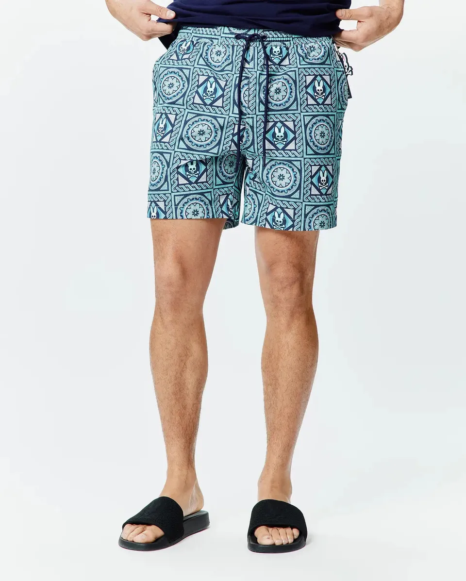 Psycho Bunny Men's Swimwear Frank Swim Trunk 6 MB1000081 costume verde
