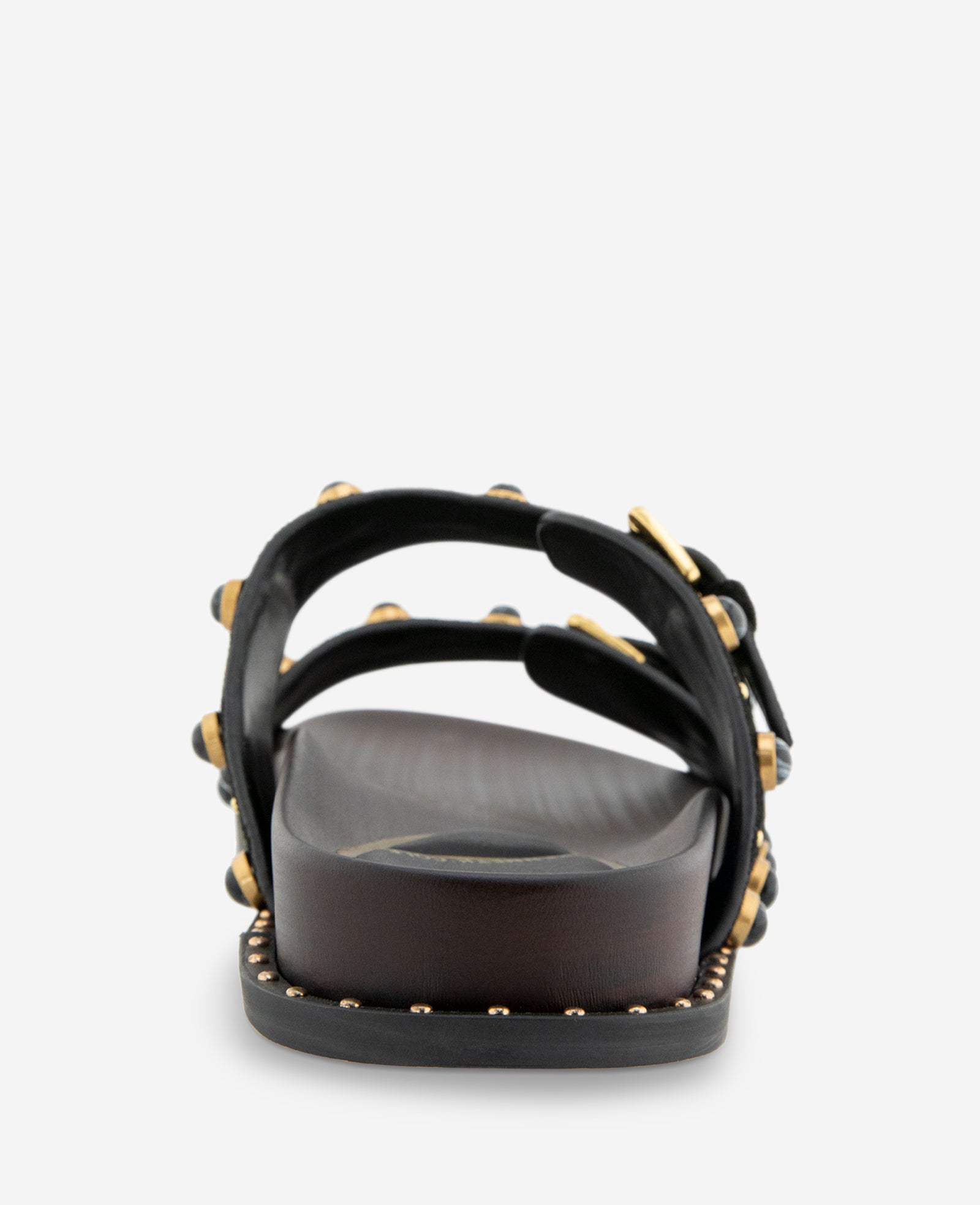 Kenneth Cole Reaction Shoes Deardra Leather Double Buckle Band Slide sandali neri