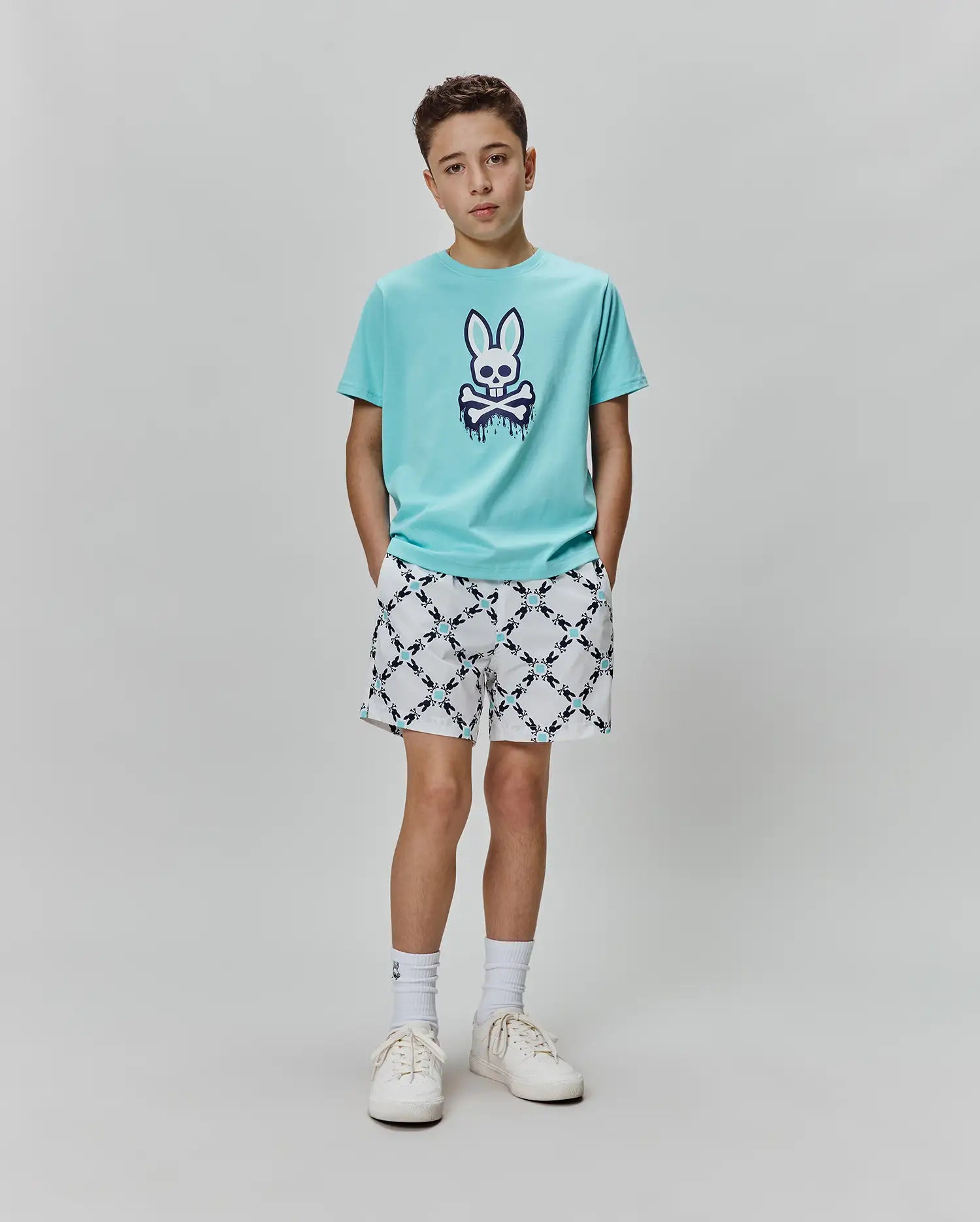 Psycho Bunny Kids Tees Carl Graphic Tee maglietta Antigua Sand cotone Pima