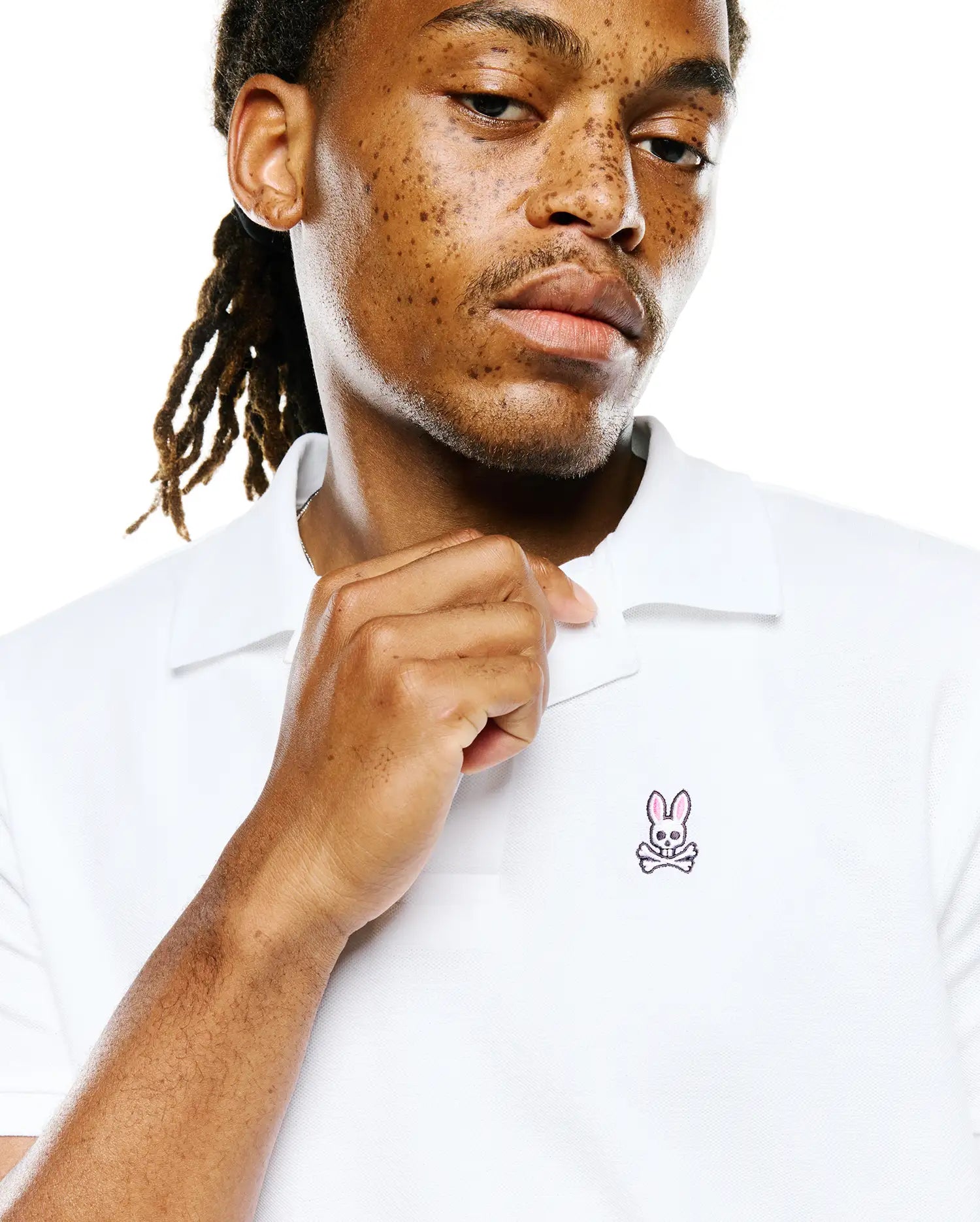 Psycho Bunny Men's Polos Classic Pique Polo Shirt B6K001ARPC polo White