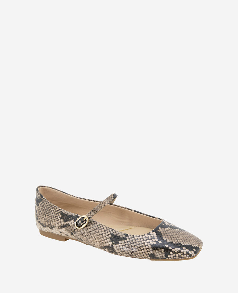 Kenneth Cole Reaction Shoes Jasper Snakeskin Leather Ballet Flat ballerine taupe snake