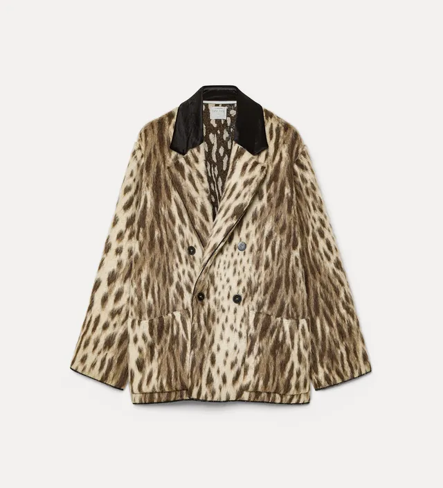 Forte capispalla e kimono “royal leopard” virgin wool and alpaca-blend short coat cappotto corto giallo oro