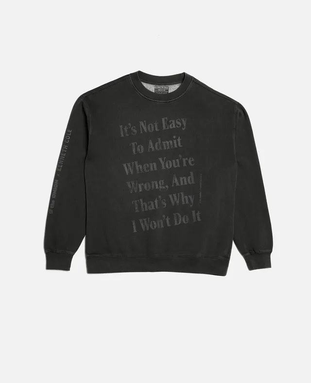 Kenneth Cole Clothing The Onion ADMIT YOU'RE WRONG felpa nera