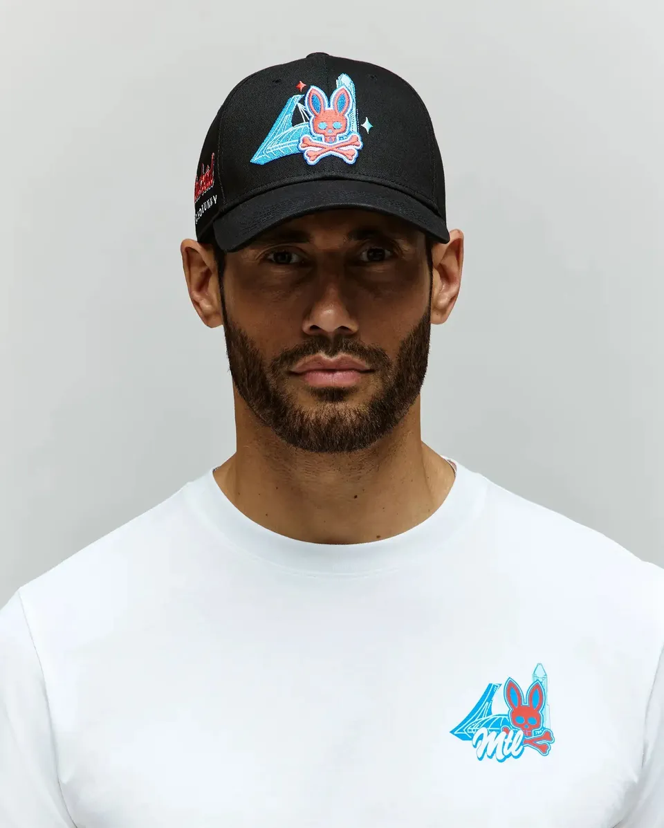 Psycho Bunny Accessories MENS MONTREAL BASEBALL CAP - MO1500048 cappellino nero O/S