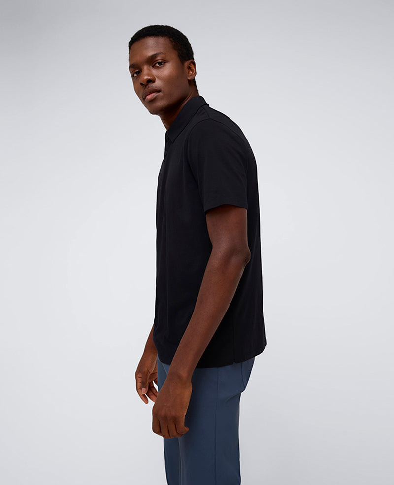 Kenneth Cole Reaction Clothing Performance Button Polo polo nera traspirante