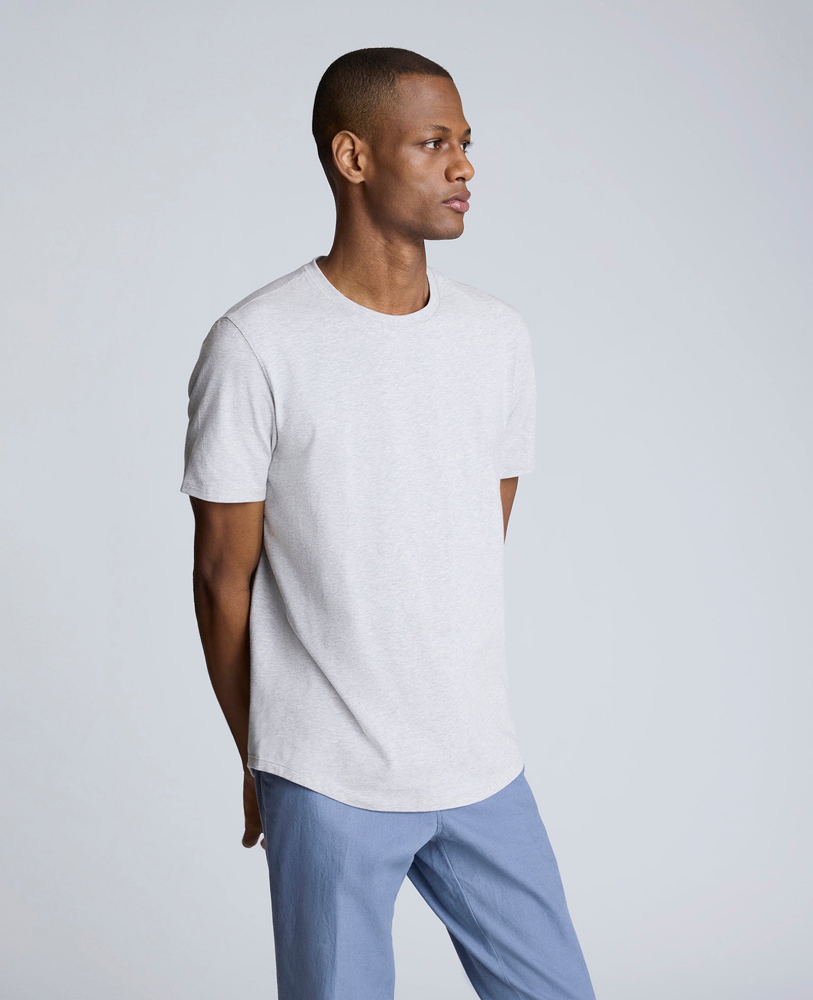 Kenneth Cole Reaction Clothing Performance Crew Neck T-Shirt maglietta grigio mélange elasticizzata