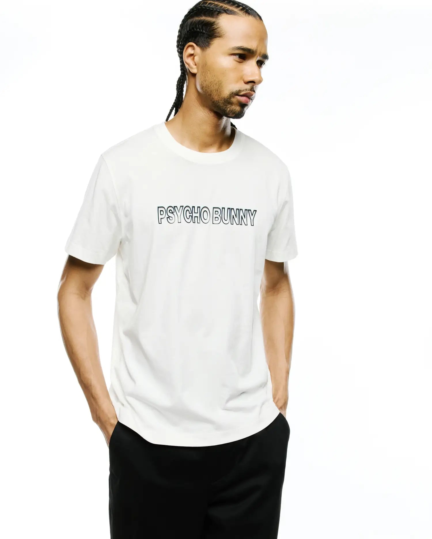 Psycho Bunny Men's Tees Men's Joji Wordmark Graphic Tee maglietta ecru