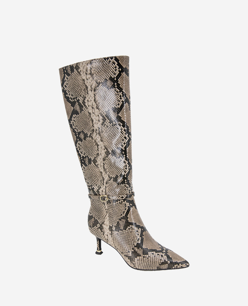 Kenneth Cole Reaction Shoes Utah Leather Boot stivali taupe effetto snake