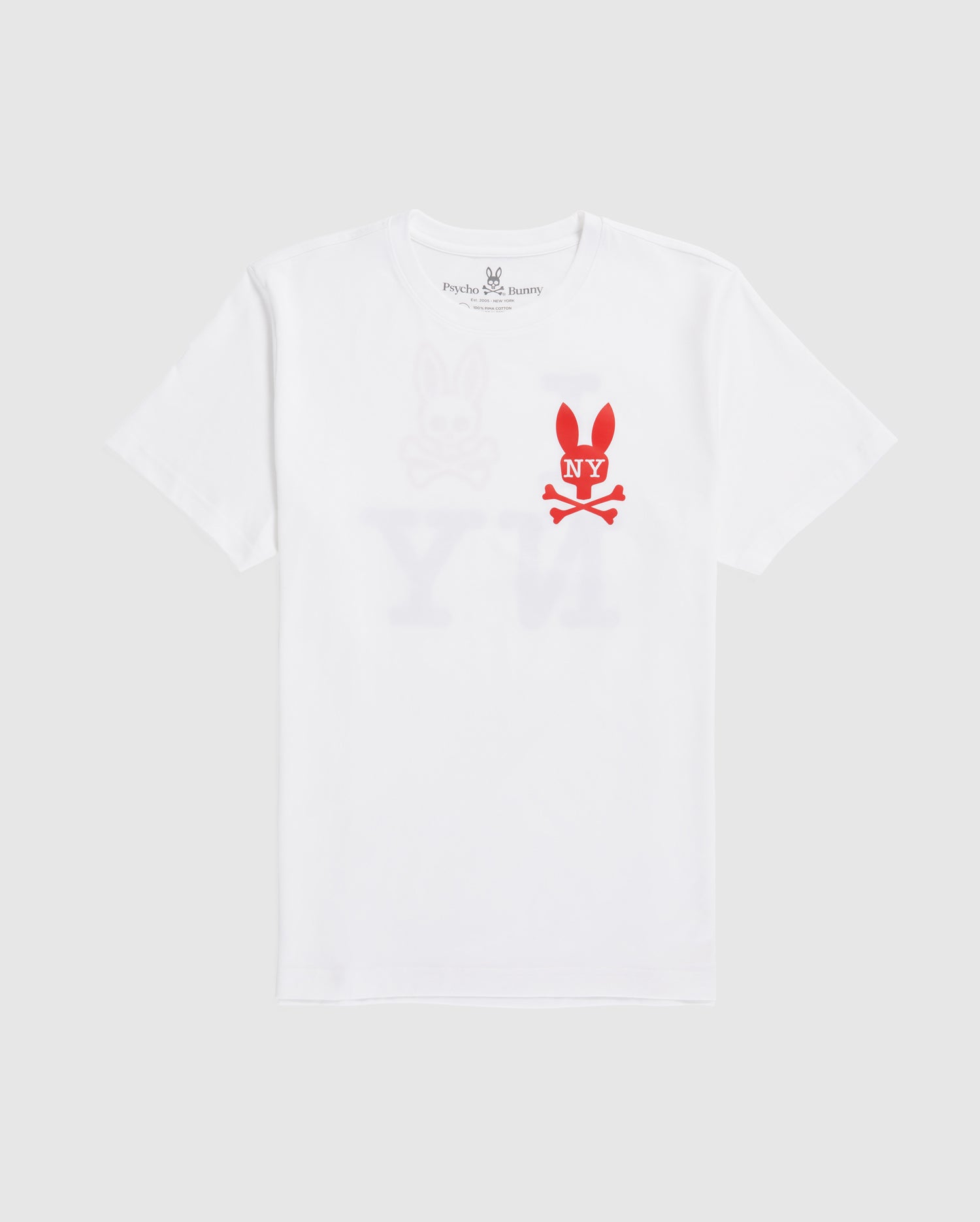Psycho Bunny Men's Tees New York Tee B6U554W1PC T-shirt bianca in cotone Pima