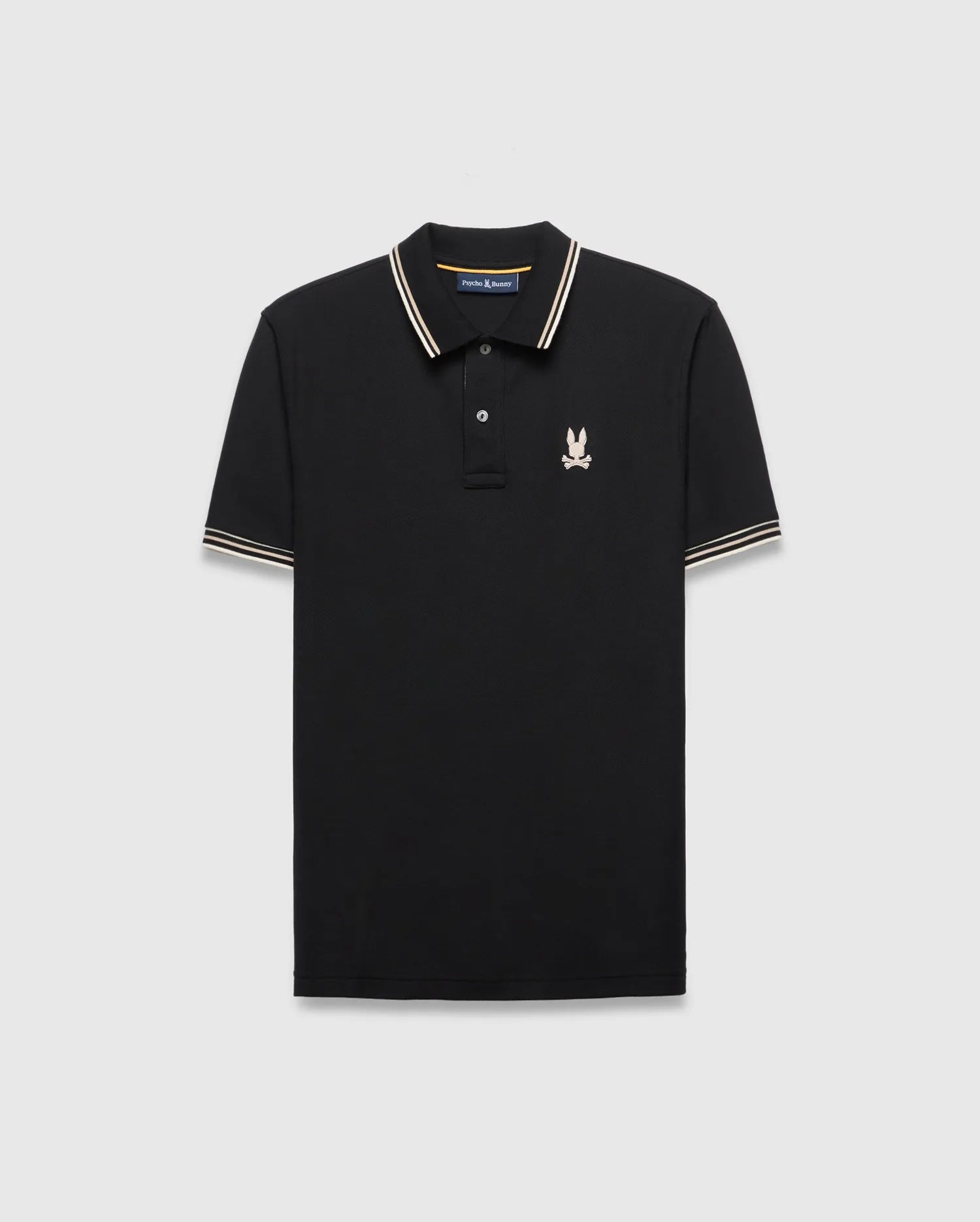 Psycho Bunny Men's Polos Brad Pique Polo polo nero in cotone Pima