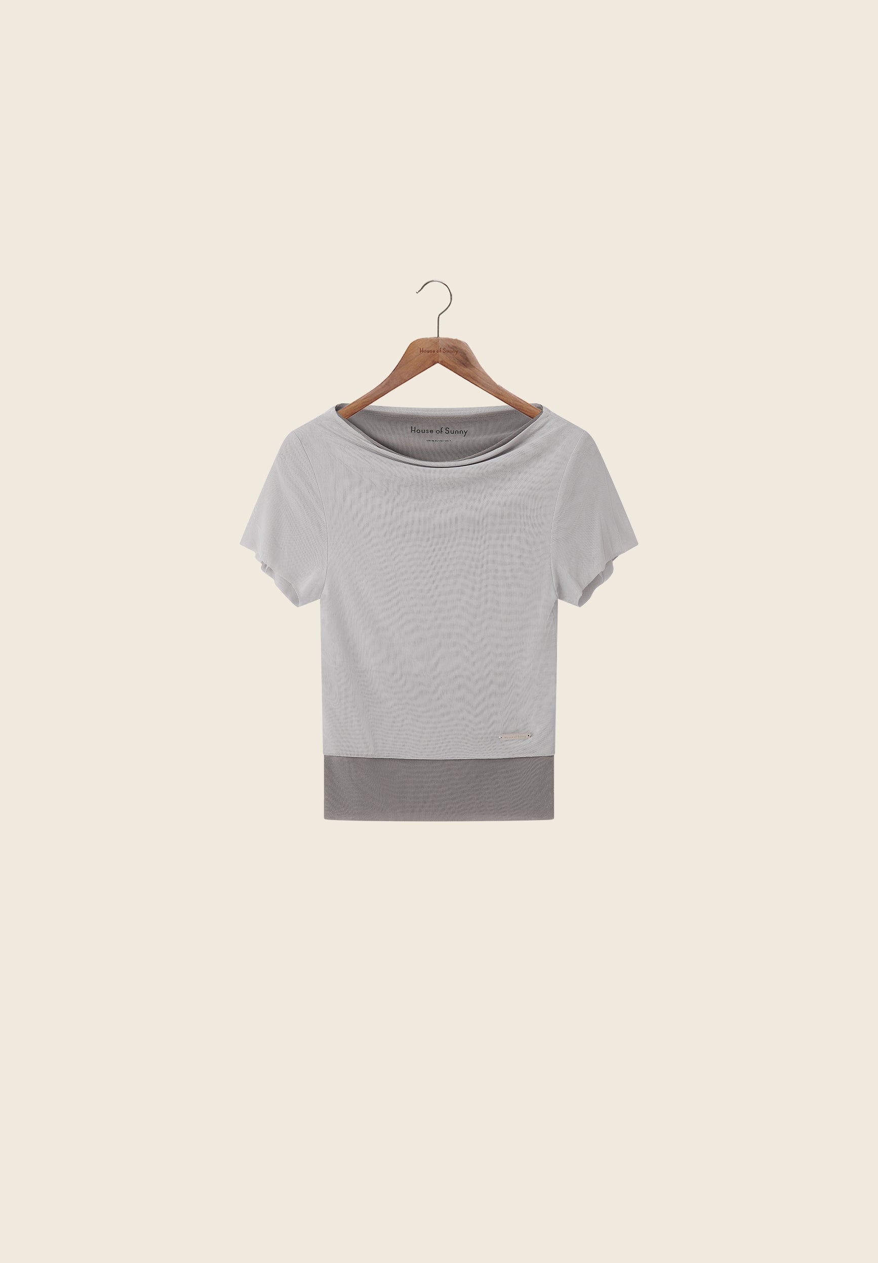 House Of Sunny Womens Tops Grey Double Layer Second Skin Top in mesh grigio