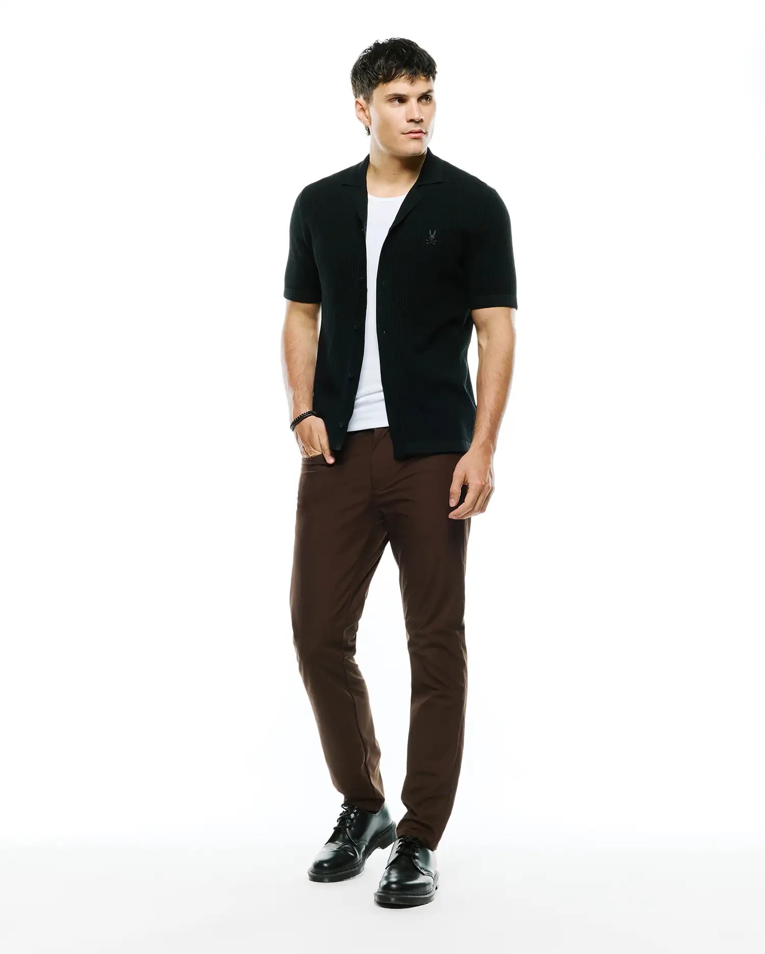Psycho Bunny Men's Pants Maverick 10K Slim Fit Pant pantaloni marroni elasticizzati