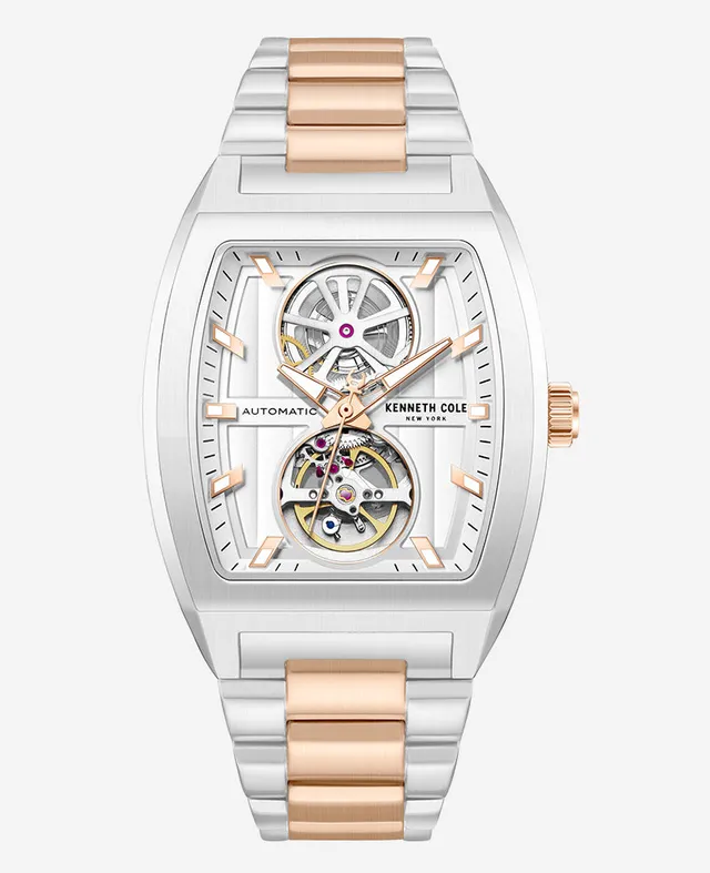 Kenneth Cole Reaction Watches Skeleton Automatic Two-Tone Stainless Steel Bracelet Watch orologio automatico bicolore