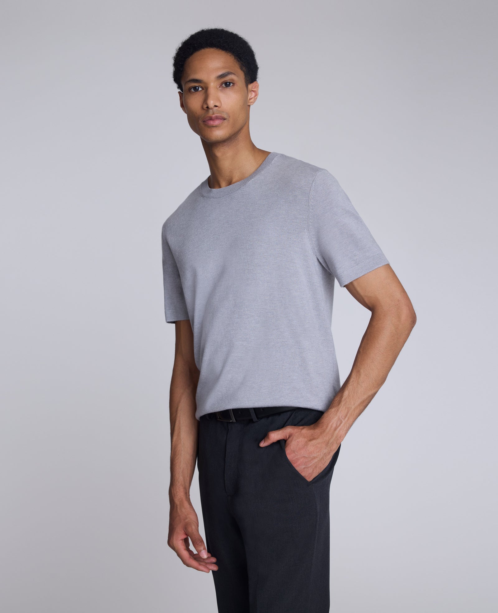 Kenneth Cole Reaction Clothing Sweater Tee maglia grigia uomo viscosa