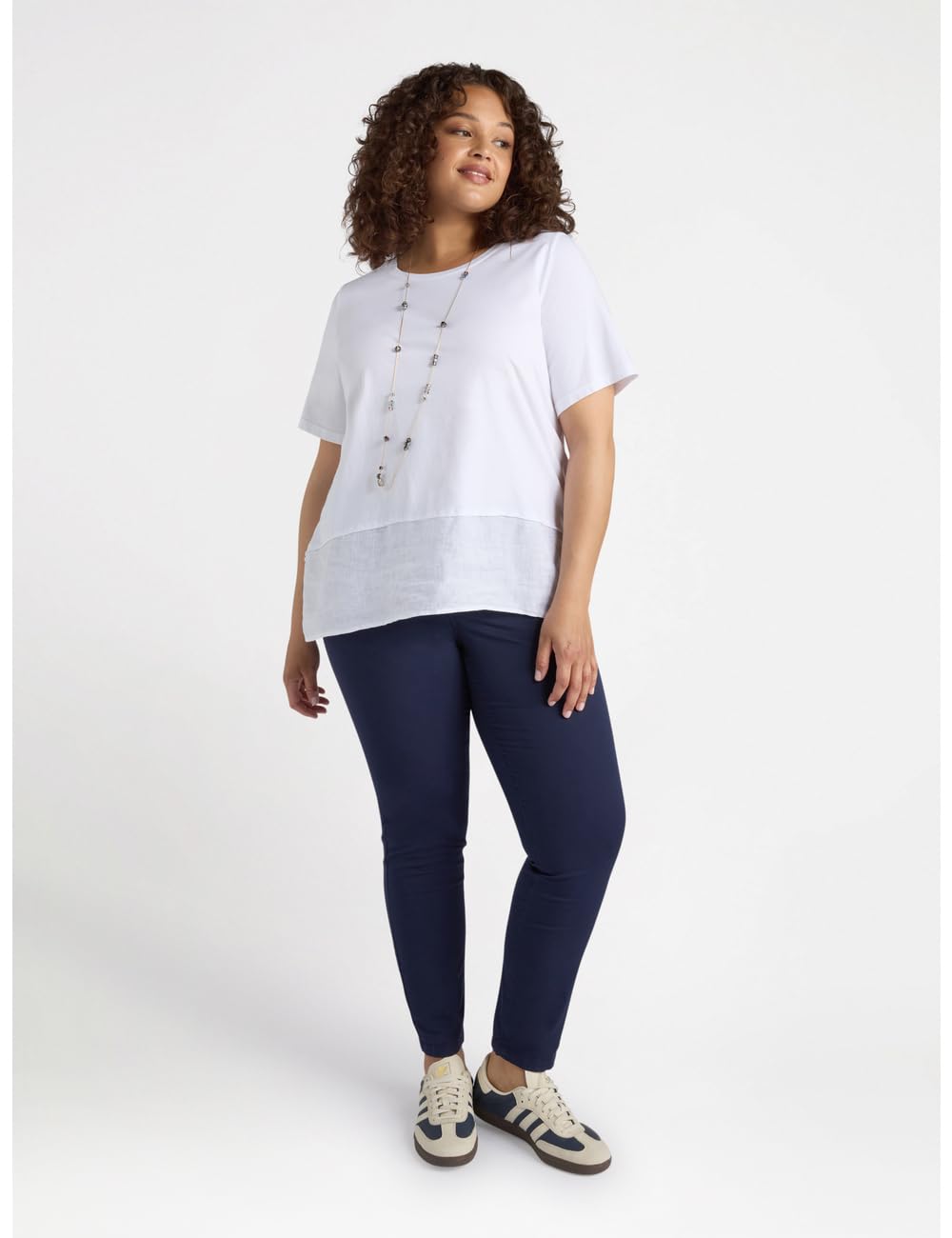 Fiorella Rubino Top e t-shirt T-Shirt Boxy in Due Tessuti cotone e lino