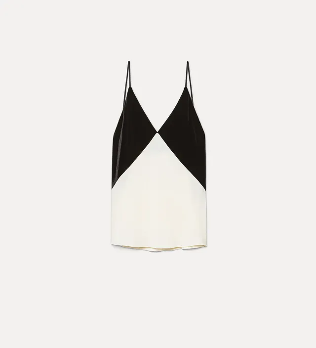 Forte top Colourblock top sottoveste bianco in raso e velluto