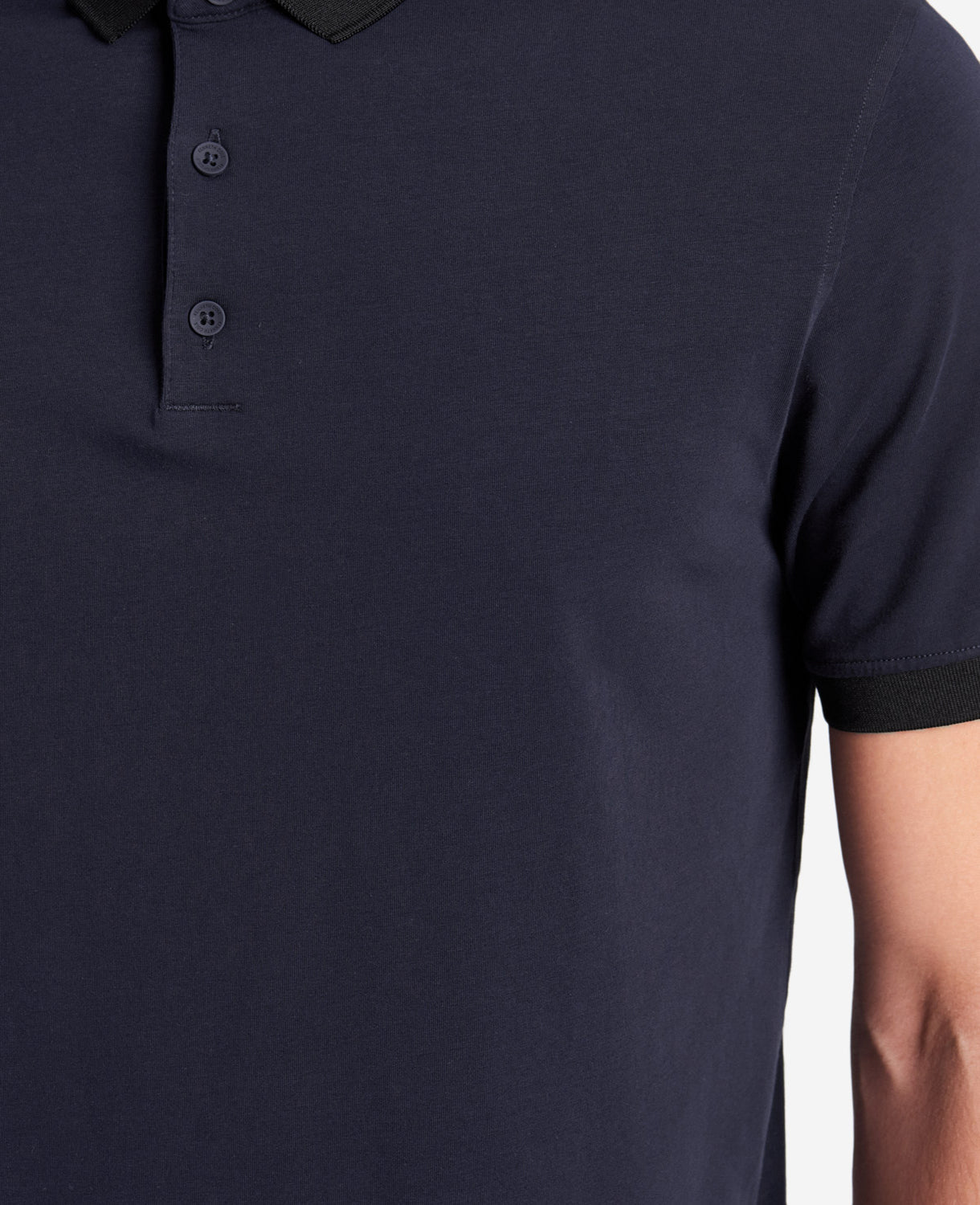 Kenneth Cole Reaction Clothing Colorblock Collar Solid Short Sleeve Polo polo blu navy