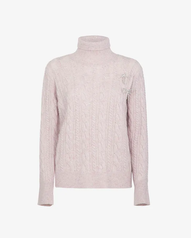 Markup Donna Maglieria Dolcevita treccia in filo paillettes maglia