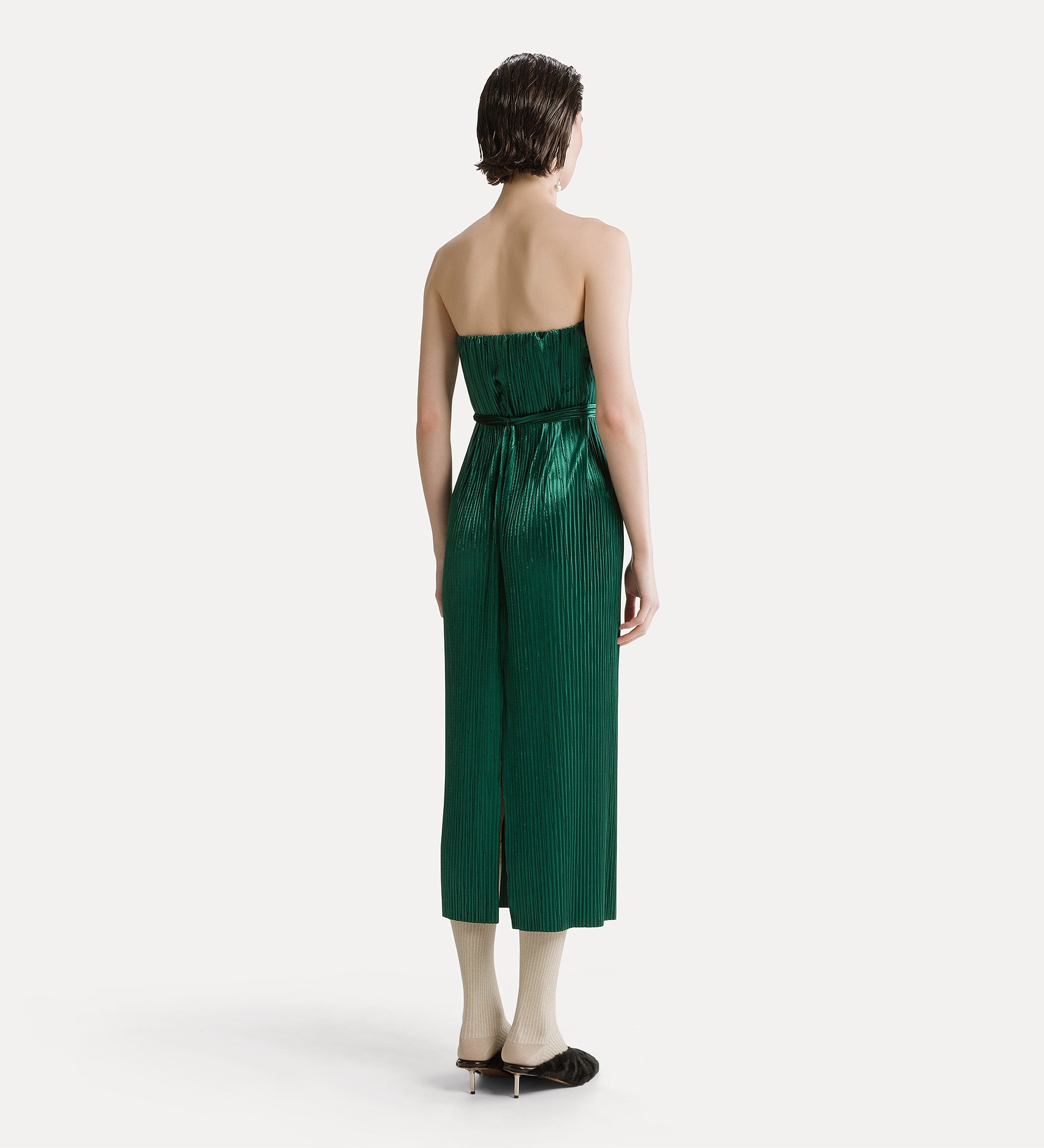 Forte abiti Plissé Column Dress abito jade in jersey effetto velluto