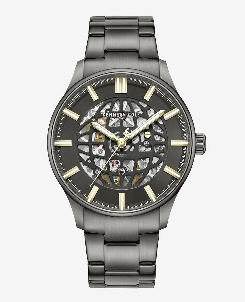 Kenneth Cole Reaction Watches Skeleton Automatic Gun Metal orologio automatico