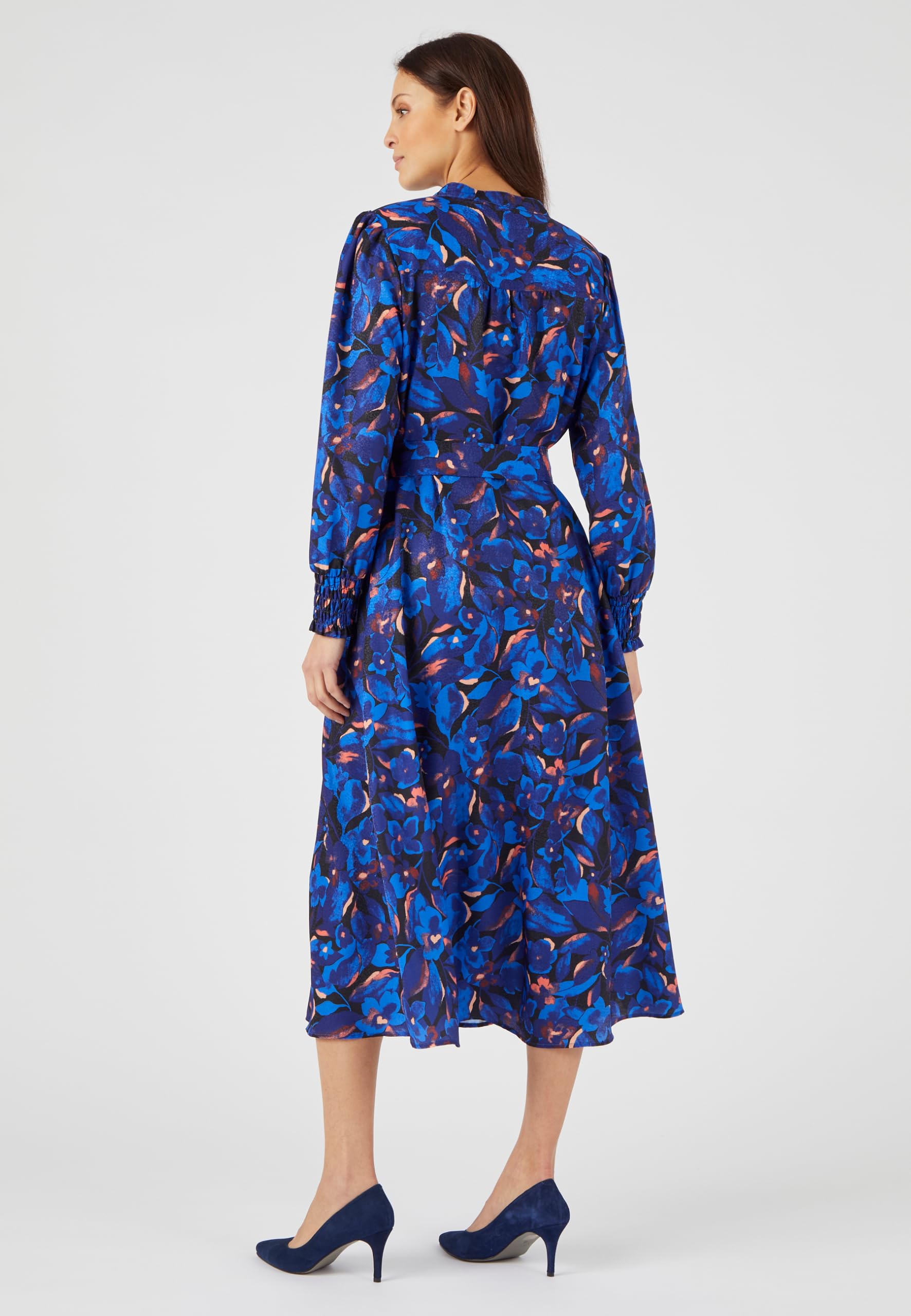 Damart Prêt-à-porter Abito-camicia in tessuto elegante jacquard floreale svasato