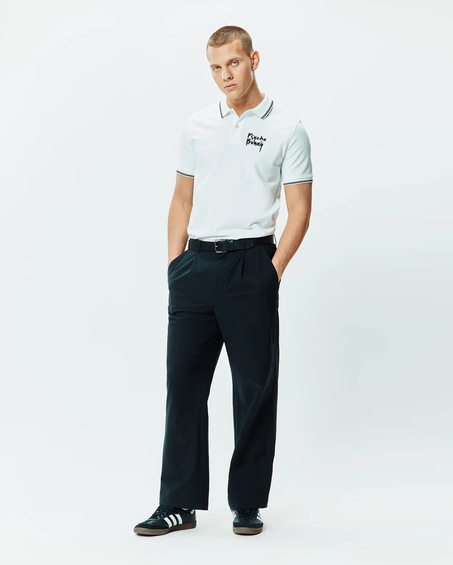 Psycho Bunny Men's Polos Duncan Pique Polo polo bianca cotone Pima