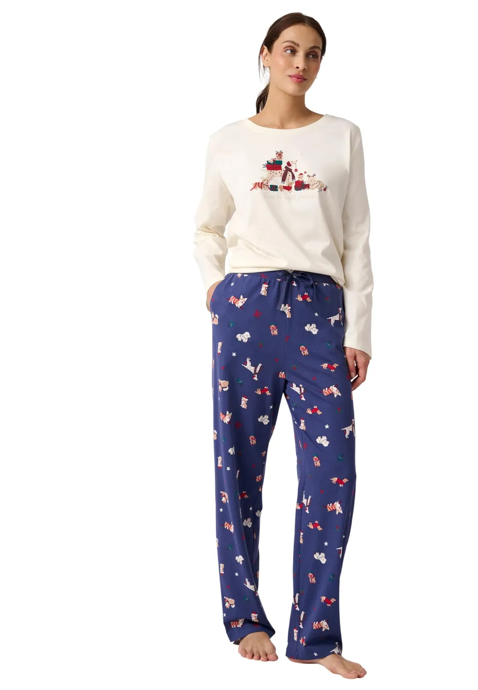 Damart Homewear Pigiama da donna natalizio in cotone