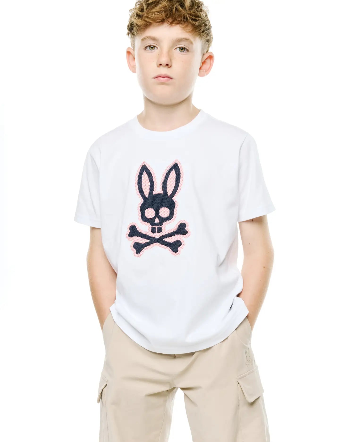 Psycho Bunny Kids Tees Kids' Samson Pima Graphic Tee maglietta bianca 2T–XL