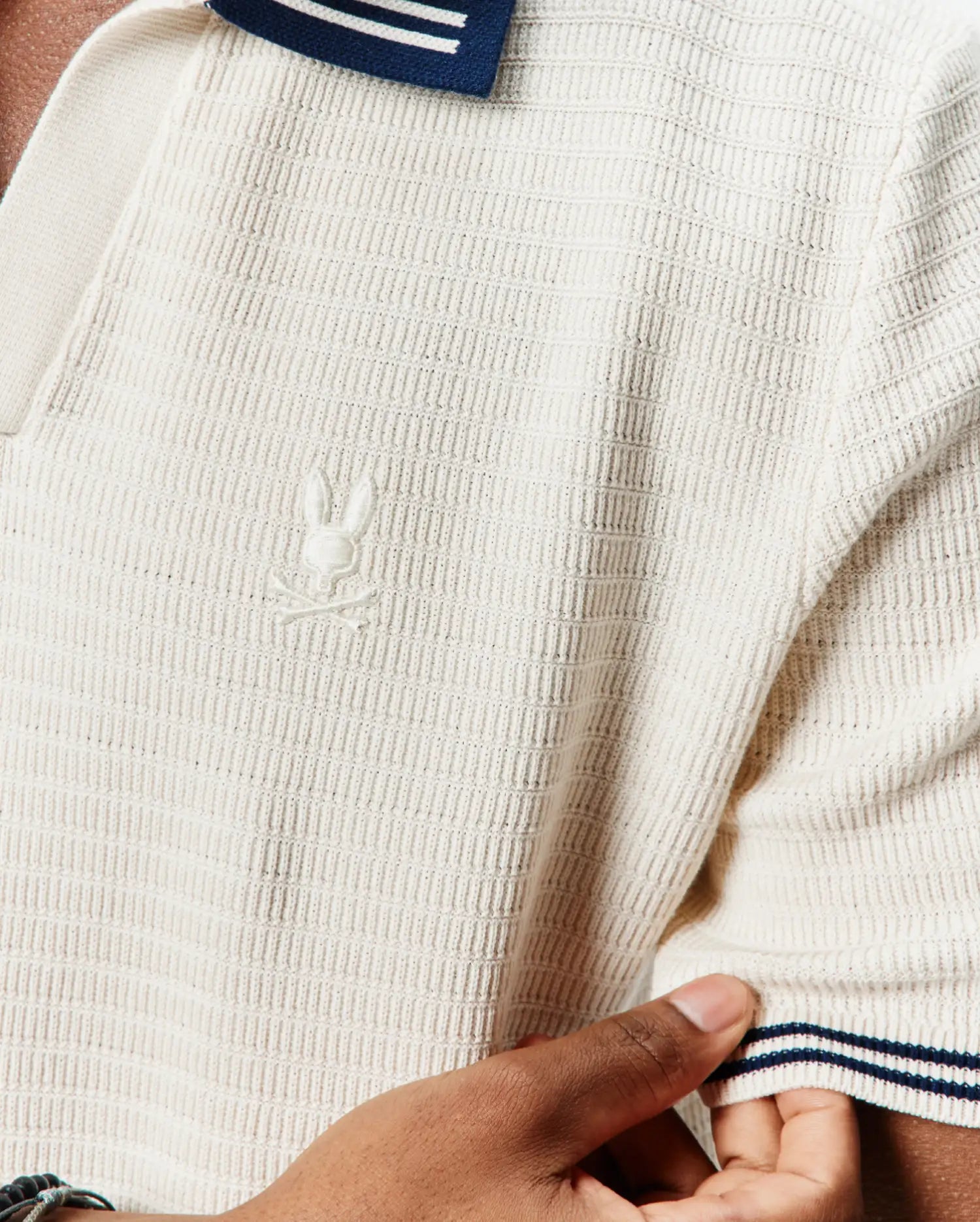 Psycho Bunny Men's Polos Elowen Knit Polo MT0100266 polo bianca in cotone