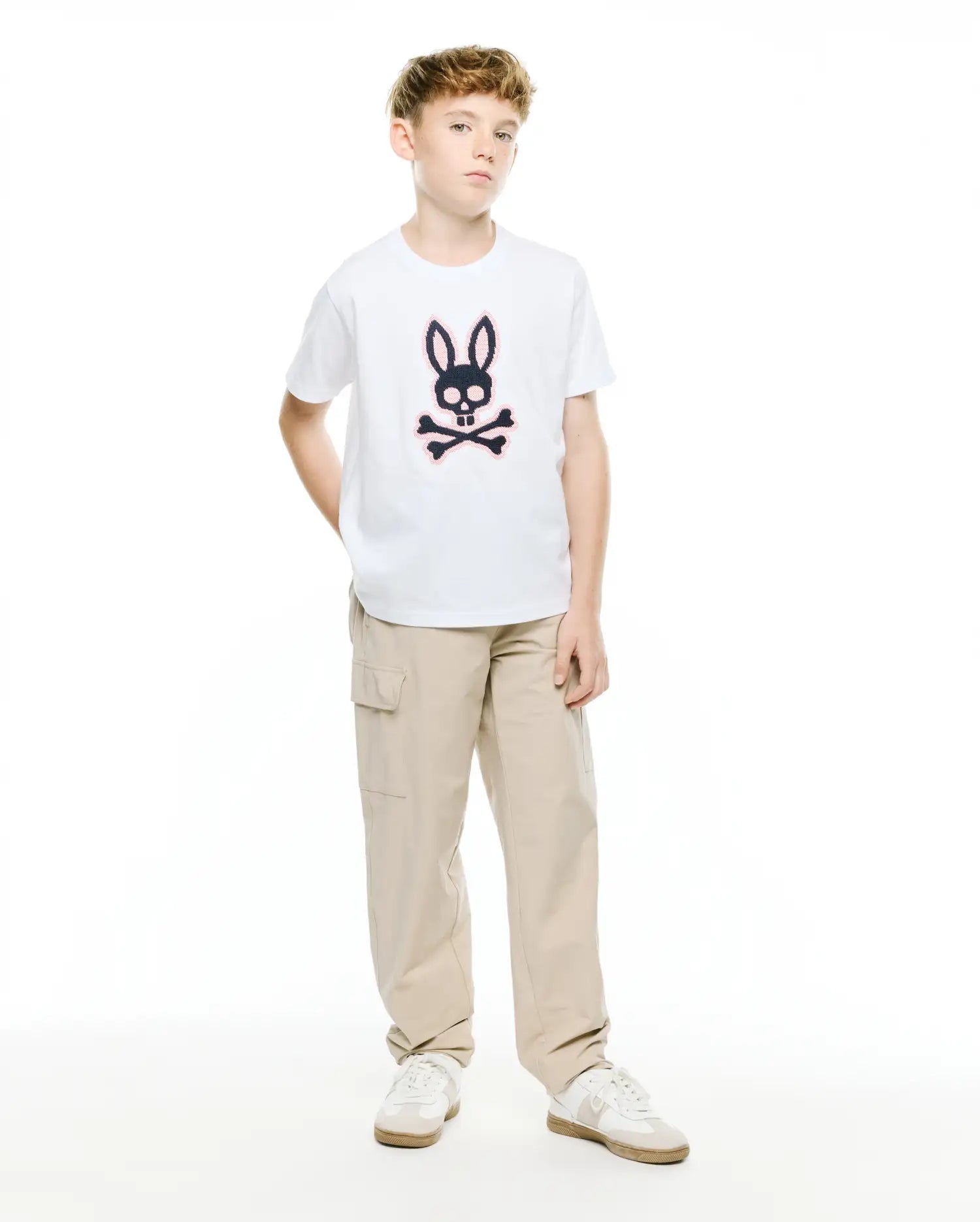 Psycho Bunny Kids Tees Kids' Samson Pima Graphic Tee maglietta bianca 2T–XL
